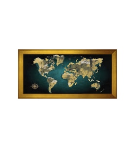 Harita Temalı Kanvas Tablo 50 x 70 cm Gold Çerçeve