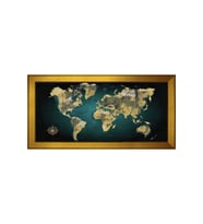 Harita Temalı Kanvas Tablo 50 x 70 cm Gold Çerçeve