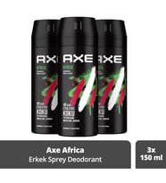 Axe Erkek Deodorant & Bodyspray Africa 48 Saat Etkileyici Koku Vücut Spreyi 150 ml x3
