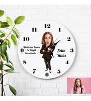 Karikatürlü Müdüre Özel Kişiye Özel Duvar Saati
