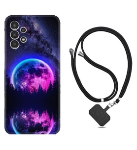 Samsung Galaxy M14 Kılıf Silikon Boyun Askılı İpli Desenli Silikon Star Planet 1652