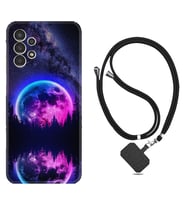 Samsung Galaxy M14 Kılıf Silikon Boyun Askılı İpli Desenli Silikon Star Planet 1652