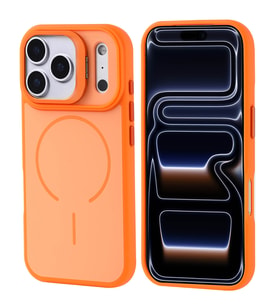 Apple iPhone 17 Pro Kılıf M-safe Şarj Özellikli Kamera Standlı Notron Kapak (Turuncu)