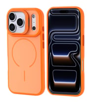 Apple iPhone 17 Pro Kılıf M-safe Şarj Özellikli Kamera Standlı Notron Kapak (Turuncu)