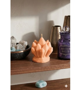 Buz Kristali 3'lü Mum - Mumelia Candles Doğal Soya, El Yapımı, Dekoratif - Turuncu