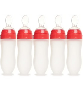 Bebedor Silikon Kaşıklı Biberon 120ML +6 Ay Şeffaf (Kod:7509) (5 Li Set)
