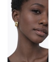 Taşlı Çoklu Halka Altın Renk Kadın Küpe (Stainless Steel) (Gold)