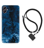 Samsung Galaxy A04E Kılıf Silikon Boyun Askılı İpli Desenli Silikon Blue Zigzag 1687