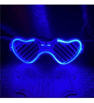 Mavi LED Işıklı Kalp Gözlük – 3 Modlu Parti & Glow Gözlüğü