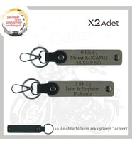 Motorcu Kuryelere Özel, İsim Plaka ve 0 Rh (-) Kan Grubu Yazılı x2' li Anahtarlık Set, Kül Gri-Laci (Çok Renkli)
