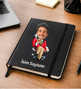 Kişiye Özel Karikatürlü İsimli Defter – İş Adamı Temalı Özel Tasarım Defter, Erkek Hediye
