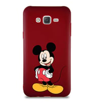Samsung Galaxy J7 Soft Premier Kapak Mickey Mouse-E Tasarımlı Silikon Kılıf - Mürdüm (Şeffaf)