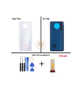 Yapıştırıcı Redmi K30 Pro Ay Işığı Beyazı Yapıştırıcı Arka Pil Kapağı + Yapıştırıcı ve Vida Seti
