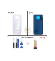 Yapıştırıcı Redmi K30 Pro Ay Işığı Beyazı Yapıştırıcı Arka Pil Kapağı + Yapıştırıcı ve Vida Seti