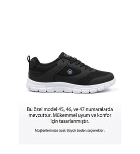ERKEK BÜYÜK BEDEN SNEAKER AYAKKABI-SİYAH BEYAZ