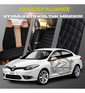 Renault Fluence Siyah Renk Tay Tüyü Cepli & Terletmez Sırtlı Oto Koltuk Minder Seti - Koltuk Koruma Kılıfı (ÖN & ARKA TAM SET)