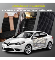 Renault Fluence Siyah Renk Tay Tüyü Cepli & Terletmez Sırtlı Oto Koltuk Minder Seti - Koltuk Koruma Kılıfı (ÖN & ARKA TAM SET)