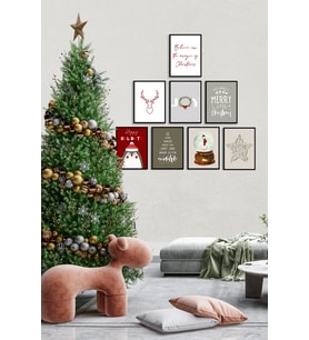 Çerçevesiz Çerçeve Görünümlü 8 Parça Yeniyıl  Seti Yılbaşı Seti  Mdf Tablo Seti Noel Set