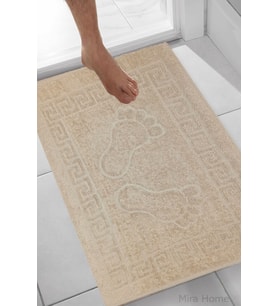 2 li Ayak İzli Banyo Ayak Havlusu %100 Pamuklu Renkli 50X70 Cm Menom (KAHVE)