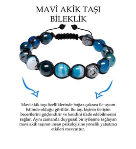 Sertifikalı 1.kalite Mavi Akik Taşı Bileklik - Makrome (Çok Renkli)