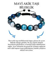 Sertifikalı 1.kalite Mavi Akik Taşı Bileklik - Makrome (Çok Renkli)