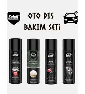 Selsil Oto Dış Bakım Seti 4 Parça (Zift Katran-Lastik-Motor-Silikon Spreyi)