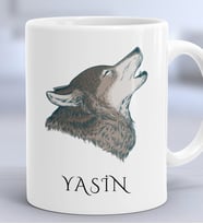 Kişiye Özel Kurt Baskılı Hediye Kupa Bardak Babaya Kardeşe Hediye (Beyaz)