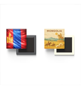 Buzdolap Magnetleri - Moğolistan Bayrağı ve Paper Cut Tema - 2'li Set Magneti