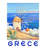 1949 Yunanistan Mikonos Adası Seyahat Poster Tablo Ahşap Poster Dekoratif