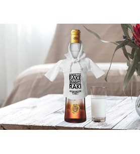 BK Gift Kişiye Özel Mini Beyaz İçki Şişesi Tişörtü , Ev Bar Dekoru, Rakı, Rakı Şişesi Tişörtü, Ev Barı-3