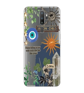 Oppo A5 2020 / A9 2020 Uyumlu Moon Child Desenli Şeffaf Telefon Kılıfı
