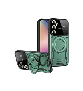 Samsung Galaxy S24 Fe Kılıf Joy Lens Standlı Kapak - Koyu Yeşil
