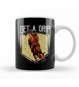 Funny Get a Grip Competitive Bull Riding Pun Kupa Bardak Porselen