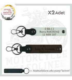 Motor Tutkunlarına, İsim Plaka ve 0 Rh - Kan Grubu Yazılı Kişisel x2 Anahtarlık, K Kahve-Beyaz-Laci (Çok Renkli)