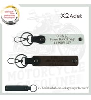 Motor Tutkunlarına, İsim Plaka ve 0 Rh - Kan Grubu Yazılı Kişisel x2 Anahtarlık, K Kahve-Beyaz-Laci (Çok Renkli)