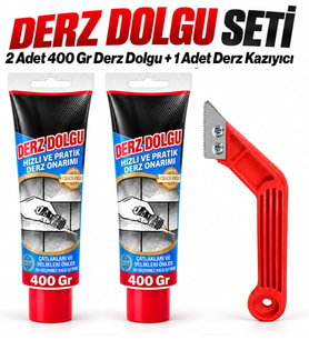Hazır Derz Dolgu Seti 2 Adet 400 Gr 1 Adet Derz Kazıyıcı Fayans Arası Temizleme Yenileme Seti