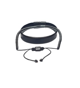 JTSS26BLK1705 HAKİKİ DERİ ALAŞIMLI METAL KİLİT HEMATİT DOĞALTAŞ İPLİ ÖRME KUTULU GARANTİLİ JANTİ KOMBİN BİLEKLİK