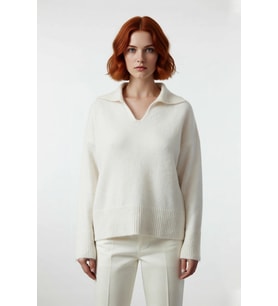 Kadınlar İçin Kışlık Oversize Basic Triko Kazak Polo Yaka Düşük Kol Yumuşak Dokusuyla Konfor Sunar