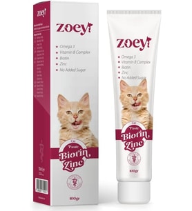 Zoey Biyotin, Çinko ve Omega 3 Deri ve Tüy Sağlığı Destekleyici Kedi Macunu 100 gr