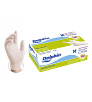 Dolphin Tek Kullanımlık Lateks Beyaz Pudralı Muayene Eldiveni - Medium - Orta Boy - 100'lü Paket
