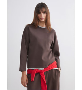 LCW Vision Kahverengi Bisiklet Yaka Kadın Sweatshirt
