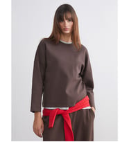 LCW Vision Kahverengi Bisiklet Yaka Kadın Sweatshirt