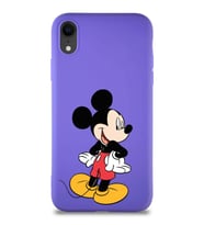 Apple iPhone XR Soft Premier Kapak Mickey Mouse-D Tasarımlı Silikon Kılıf - Mor (Şeffaf)