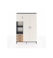 Arges Dolap 6 Raflı 3 Çekmeceli Tek Askılı 132x30x195 Antrasit-Aytaşı/Çam