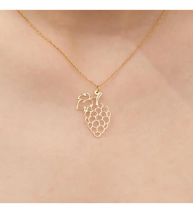 Kişiye Özel 925 Ayar Gümüş Üzüm Figürlü Kolye (Gold)