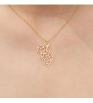 Kişiye Özel 925 Ayar Gümüş Üzüm Figürlü Kolye (Gold)