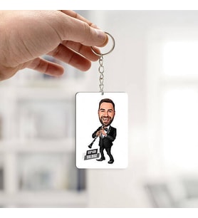 Kişiye Özel Klarnet Çalan Erkek Karikatürlü Anahtarlık