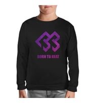 Born to Beat - Logo Grain Siyah Çocuk Sweatshirt