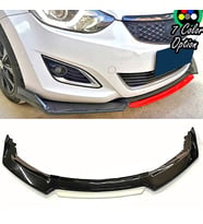Hyundai Elantra Beyaz Renkli Şeritli Dilli Ön Lip 4 Prç Parlak Siyah ABS