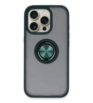 Newface Apple iPhone 16 Pro Max Kılıf Montreal Yüzüklü Silikon Kapak - Yeşil